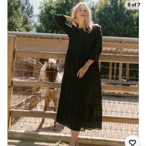 Jenni Kayne James Black Tiered Long Sleeve Dress Lined